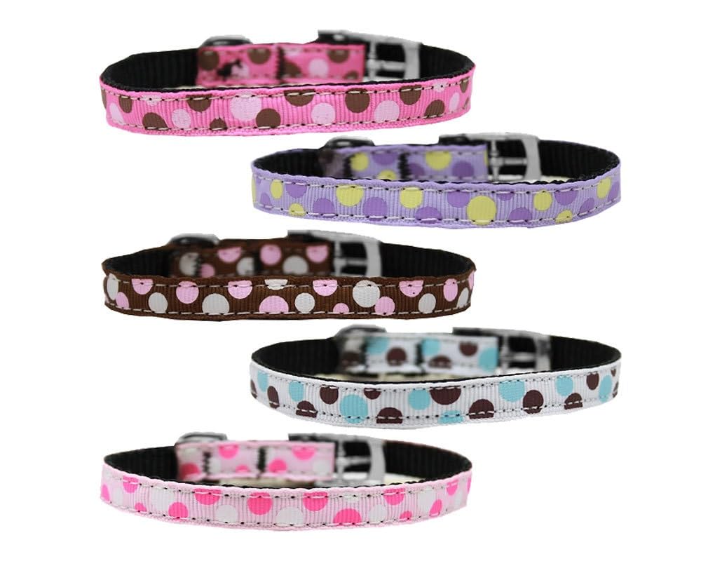 Pet Dog & Cat Nylon Collar or Leash 3/8" wide, "Confetti Dots" Light Pink 3/8" w x 6 ft. leash