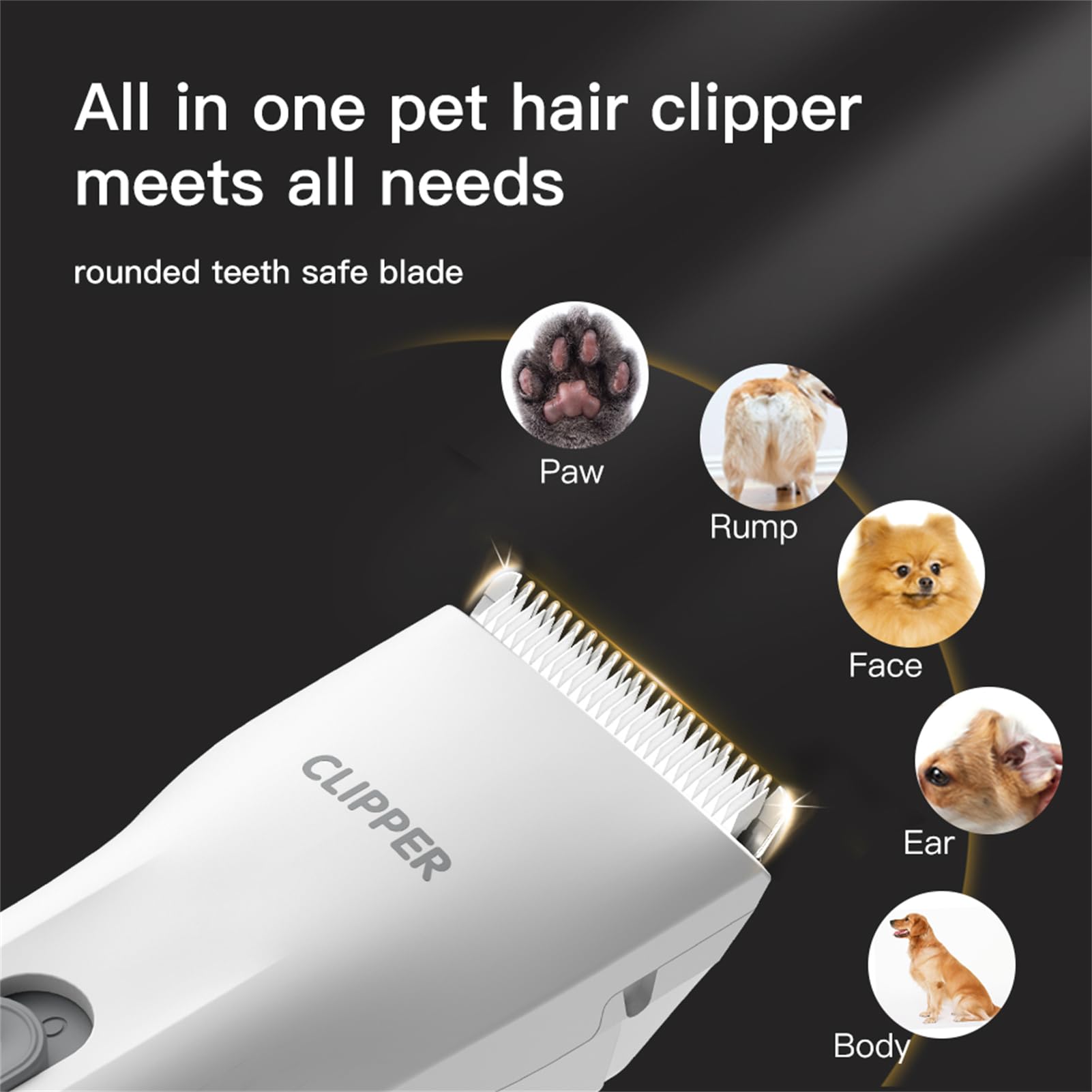 Founouly Prowerful Home Professional Dog Grooming Kit Clipper Low Noise Usb Rechargeable Gifts For Dog Cat White,Ts006