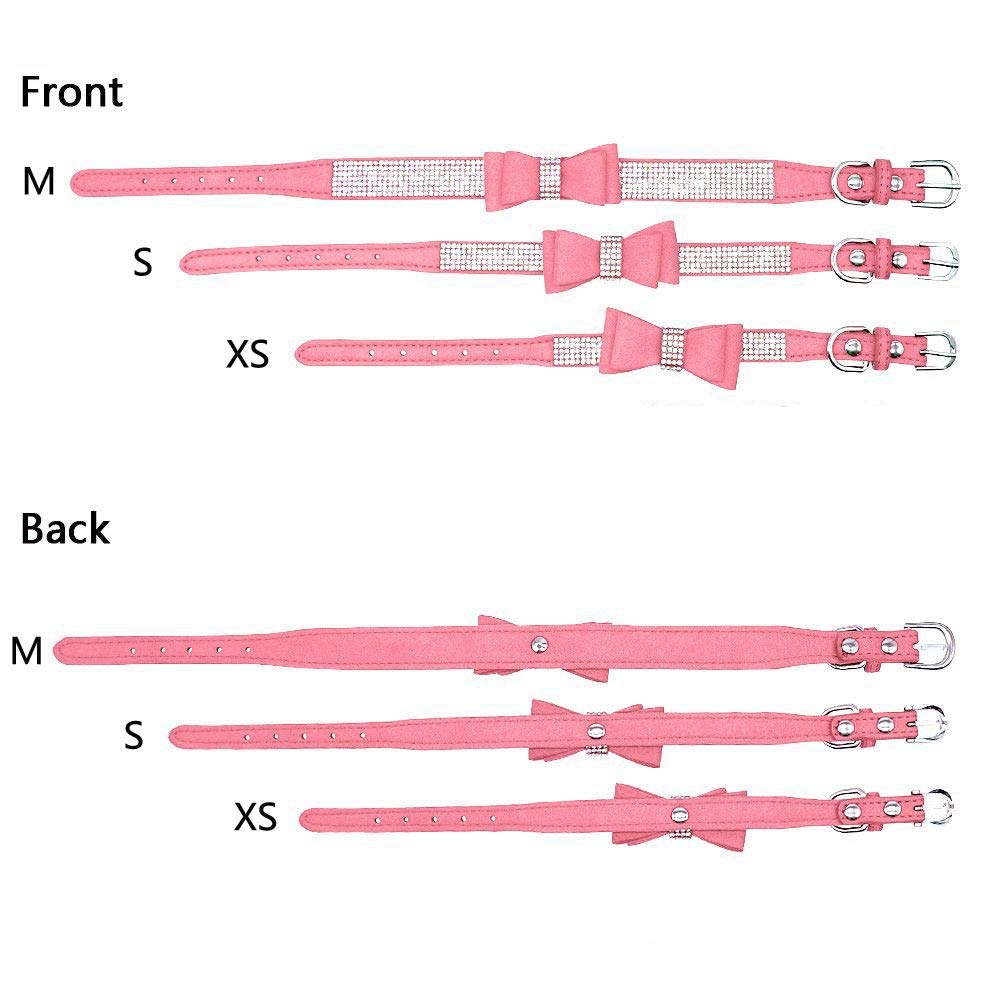 Haoyueer Small Dog Collars For Female Dogs, Cute Bling Rhinestone Crystal With Bow Tie Glitter Diamond Bowtie Puppy Collars For