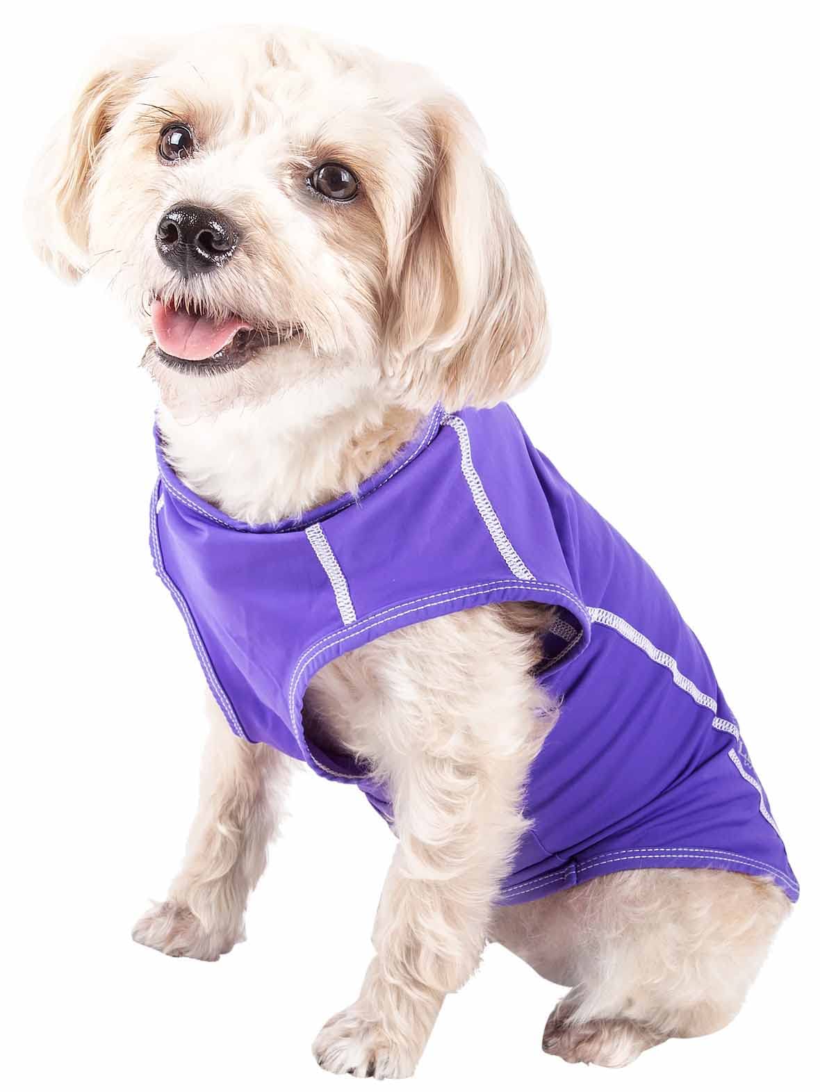 Pet Life  Active Racerbark Fitness and Yoga Dog T-Shirt Tank Top - Performance Pet T-Shirt with 4-Way-Stretch and Quick-Dry Te