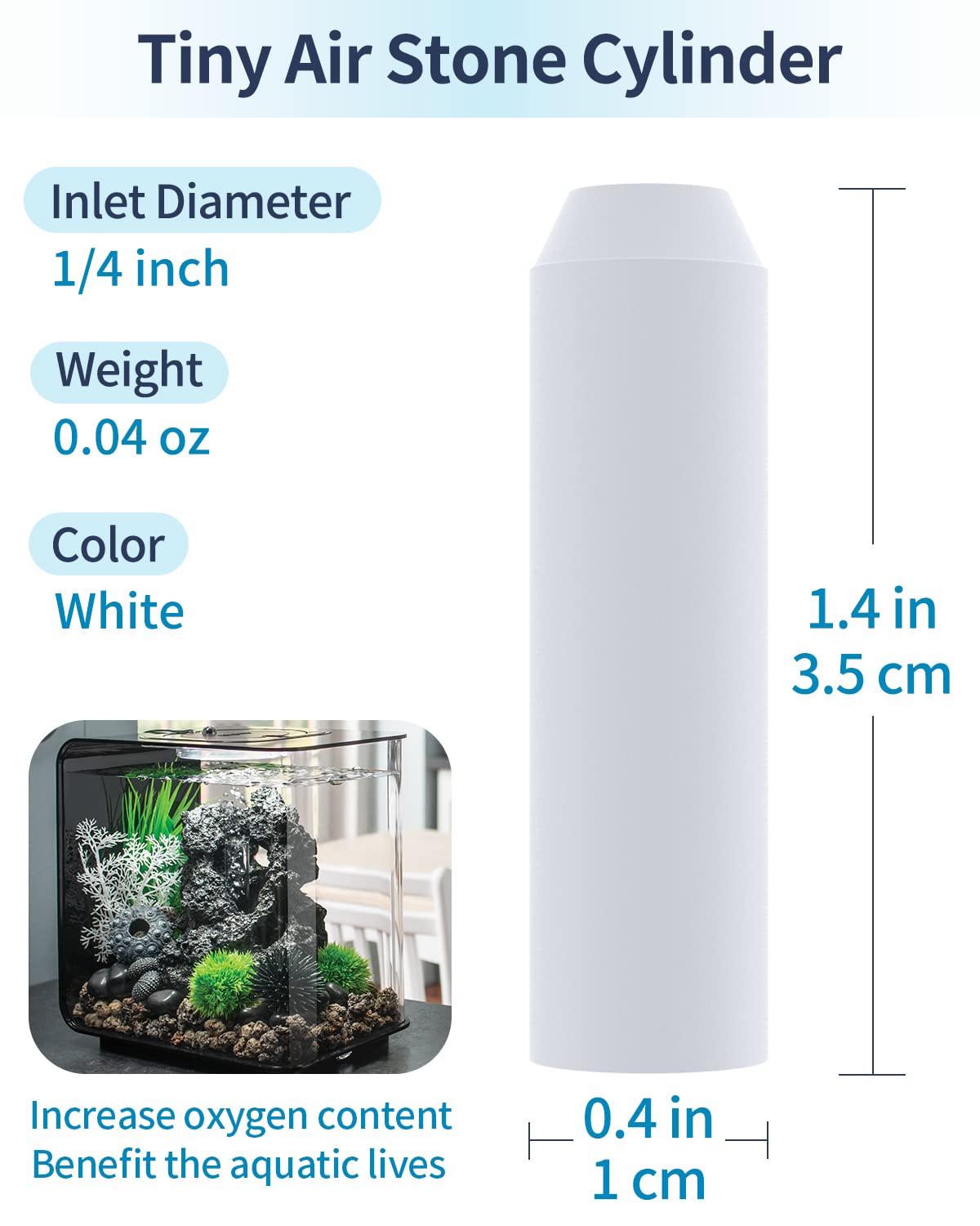 Pawfly Aquarium Replacement Air Stone Bubbler For Specific Classic Tube Flow Halo And Life Fish Tanks Mini Compatible Bubble Release Tool Oxygen Diffuser For Nano Air Pumps, 5 Pack