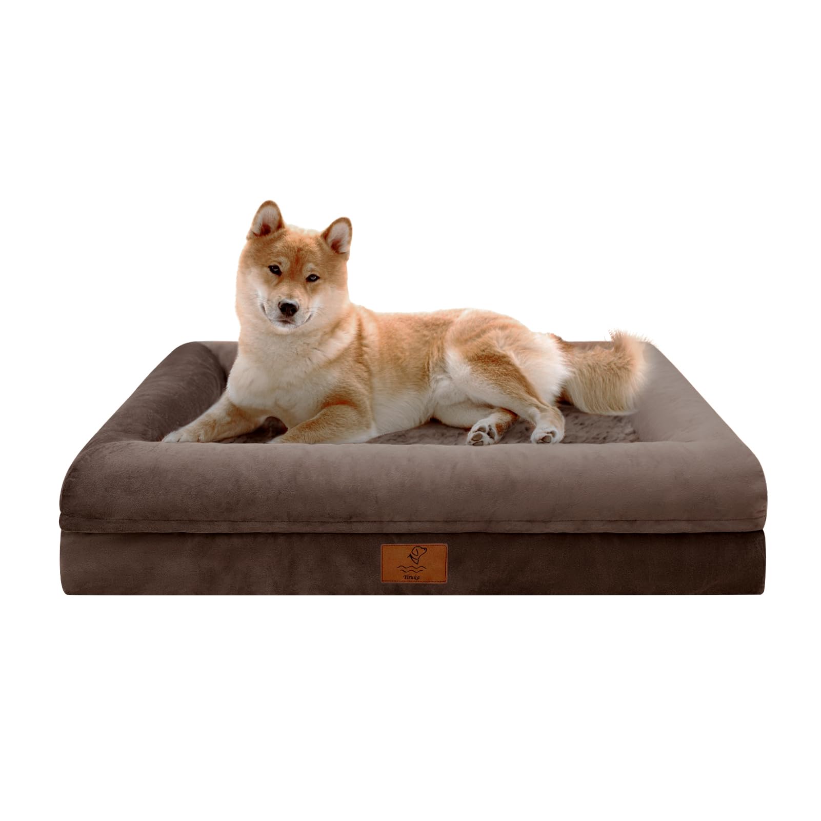 Yiruka Dog Beds For Medium Dogs, Orthopedic Dog Bed, Washable Dog Bed With [Removable Bolster], Waterproof Dog Bed With Nonskid Bottom, Doggy Bed, Medium Dog Bed