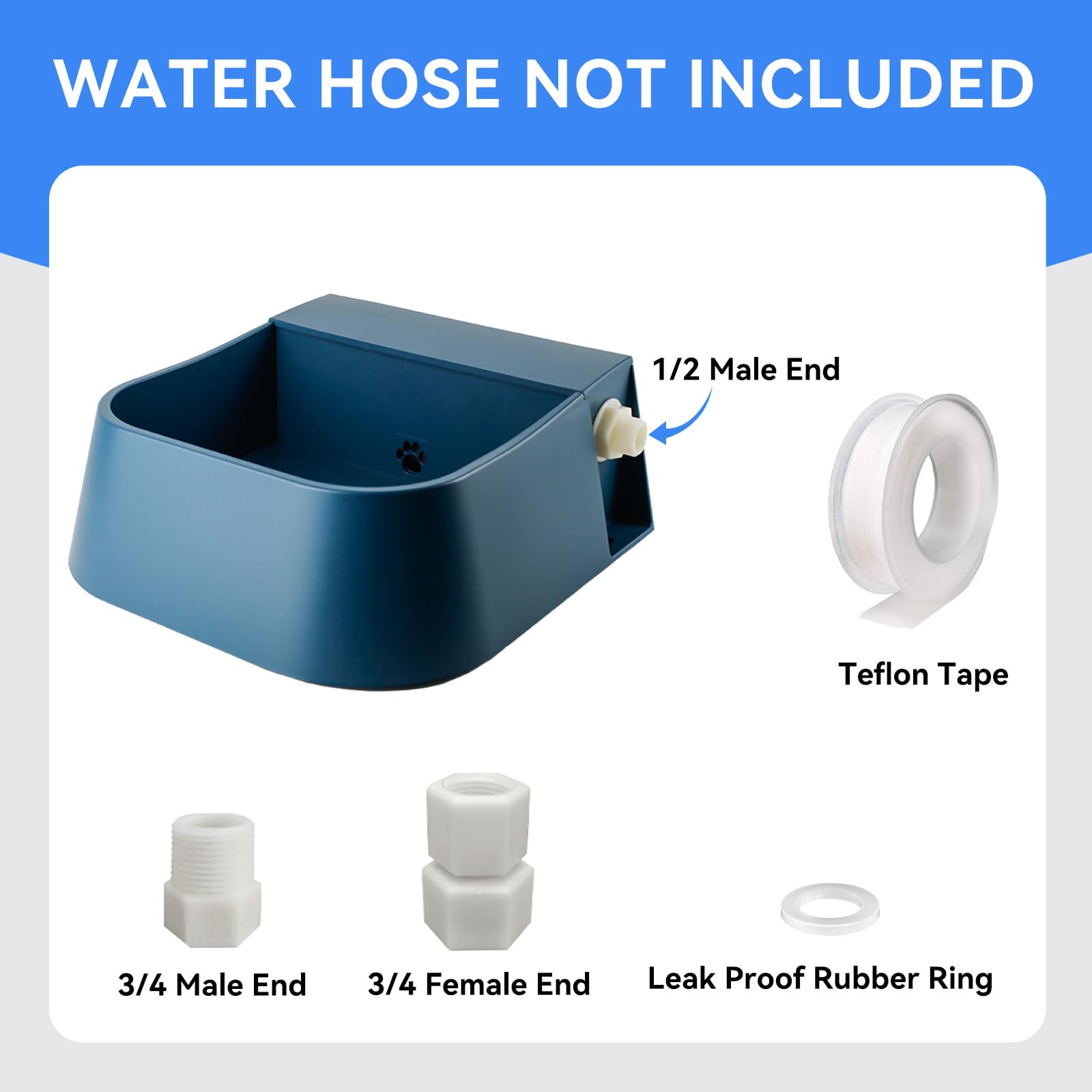 Namsan Automatic Water Dispenser For Dogs, Auto Fill Water Bowl For Cats Rabbits Chicken, Float Valve Water Feeder Outdoor Livestock, Self Filling Water Trough Dog Waterer, Self-Assembly