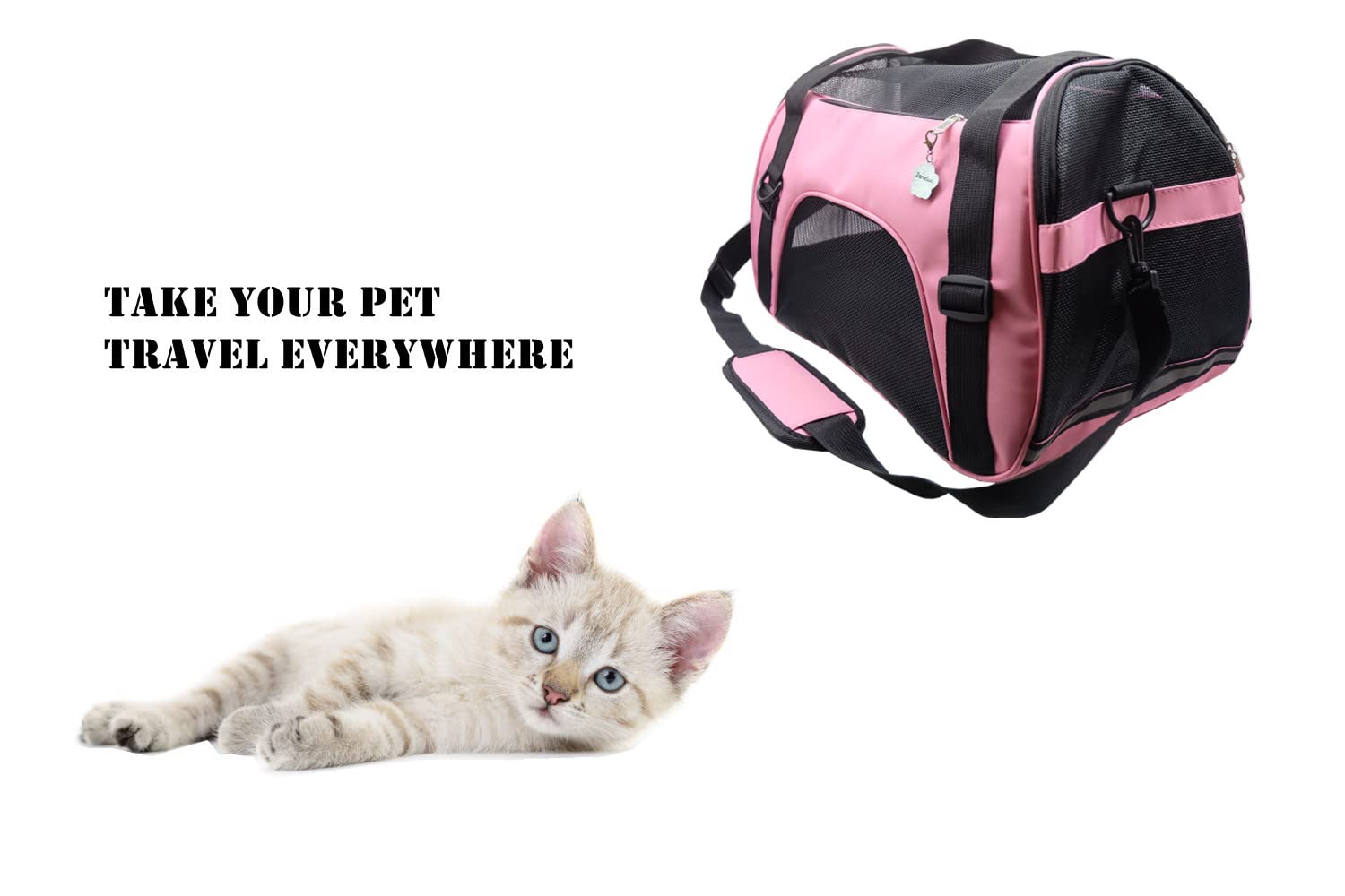 Zanesun Cat Carrier,Soft-Sided Pet Travel Carrier For Cats,Dogs Puppy Comfort Portable Foldable Pet Bag Airline Approved (Medium-Lightpink)