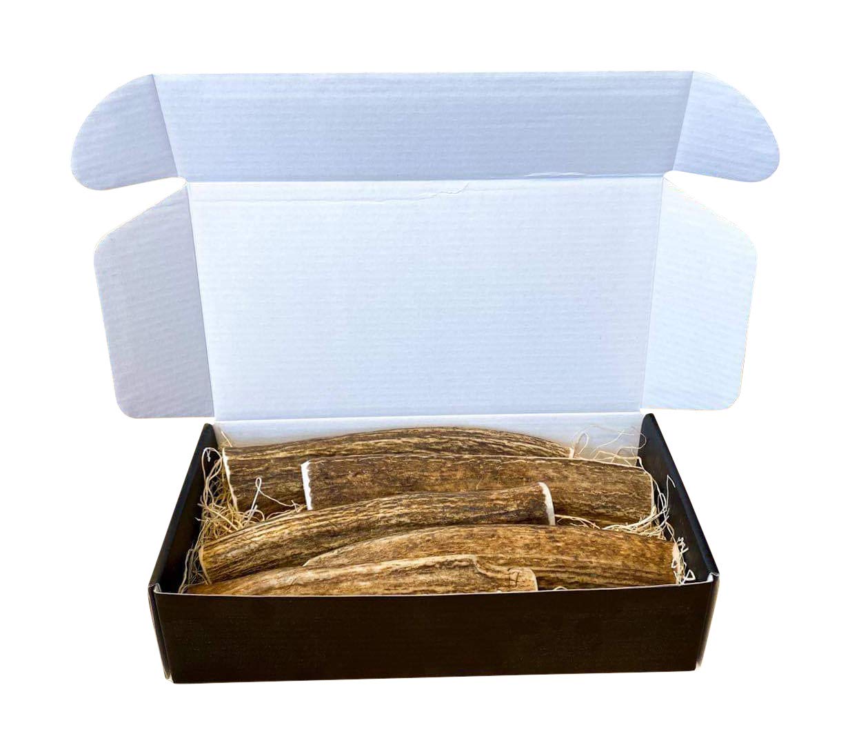 THE ANTLER BOX Premium Elk Antler Dog Chews - 1 lb Bulk Pack, Whole Only, Medium Size