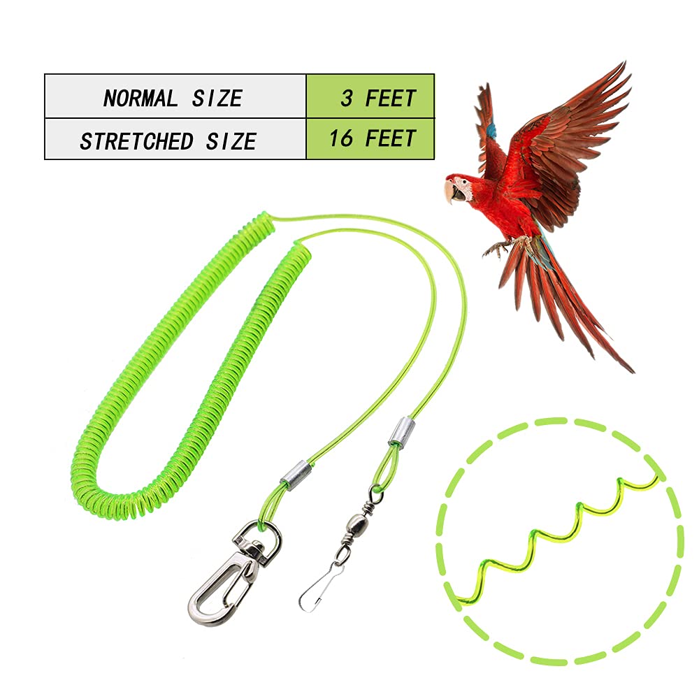 Kcrygogo Large Parrot Bird Harness Leash - Anti-Bite Training Rope with 5 Soft Foot Loops & Whistle - Upgraded Ankle Ring Version