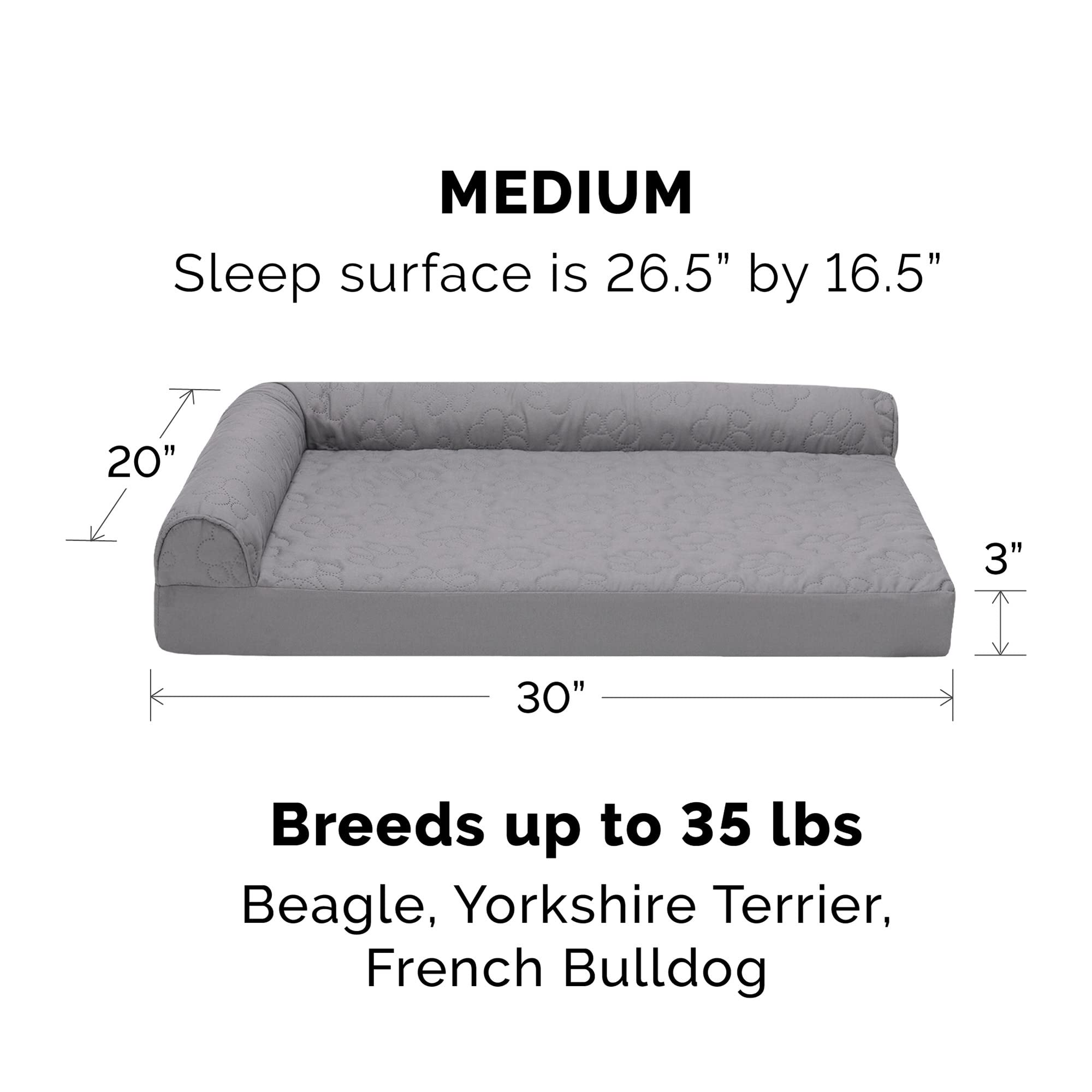 Furhaven Cooling Gel Dog Bed For Medium/Small Dogs W/ Removable Bolsters & Washable Cover, For Dogs Up To 35 Lbs - Pinsonic Quil