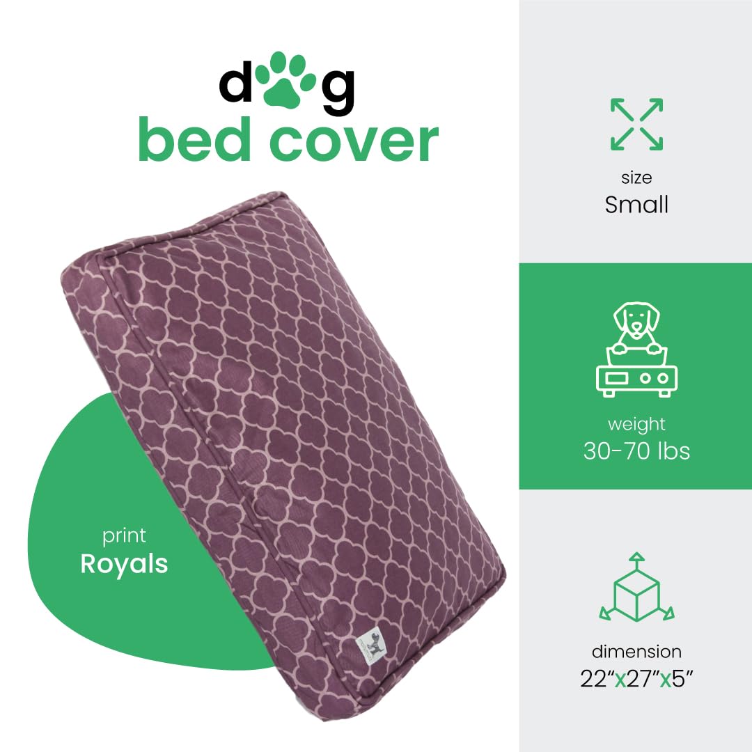Molly Mutt Small Dog Bed Cover - Royals Print - Measures 22   X27   X5 - 100% Cotton - Durable - Breathable - Sustainable - Mach