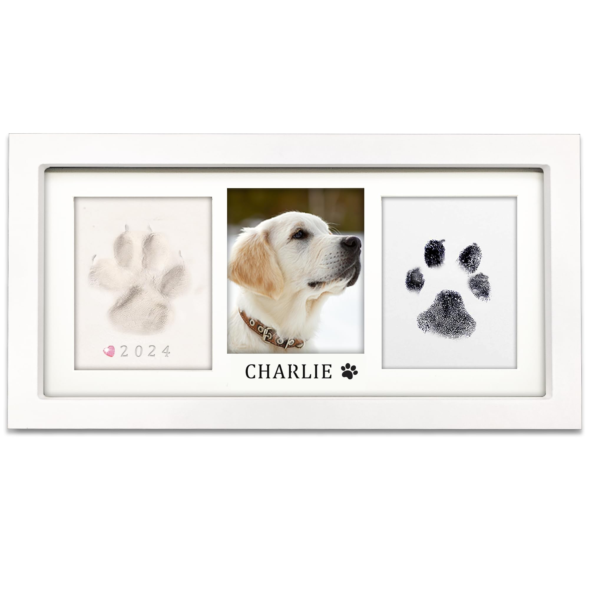 Mypawlets Paw Print Frame Kit,Dog/Cat Paw Print Kit,Soft Pawprint Clay&Clean Touch Ink Pad,Pet Paw Print Impression Kit With Cus