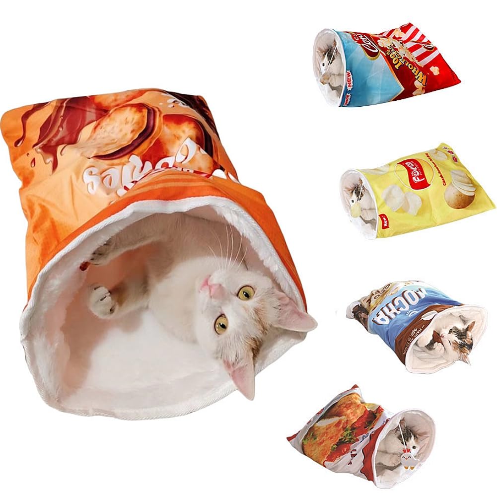 Hansom Cat Tunnel Bag Toy Cat Sleeping Bagfor Indoor Cats Tunnel Crinkle Sack Bag Foldable Portable Durable,Interactive Cave Kit