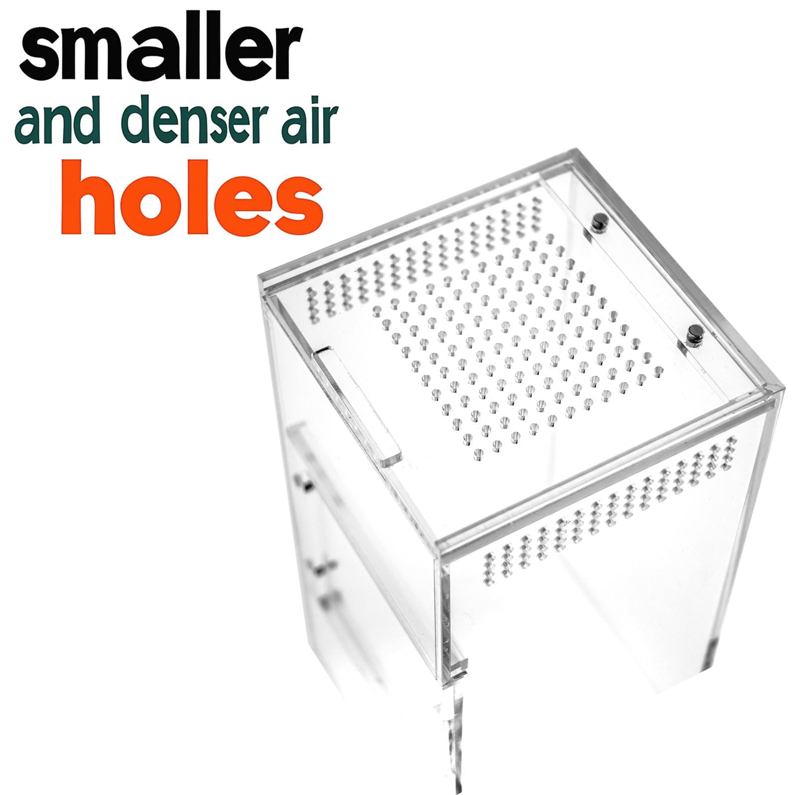 Jumping Spider Enclosure - Acrylic Terrarium Habitat For Spiders, Tarantulas, Snail, Mantis, Lizard, And Small Reptiles, Magneti