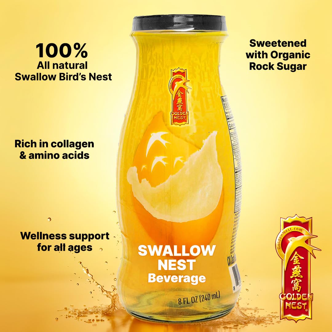Golden Nest Premium Bird Nest Drink, Swallow Bird Nest 100% Natural - Made In Usa, (??) 12 Bottles X 240 Ml (8Oz) (Original)