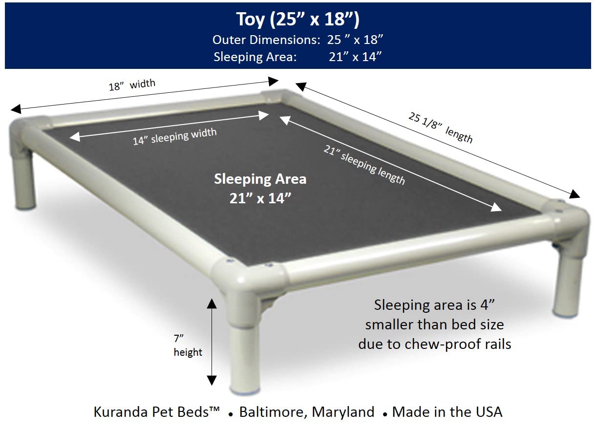 Kuranda Chewproof Bed - Almond PVC - 25'' x 18'' - Cordura Nylon - Smoke