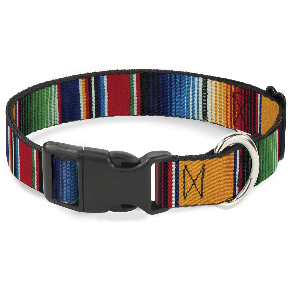 Buckle-Down Plastic Clip Collar - Zarape2 Vertical Multi Color Stripe - 1.5 Wide - Fits 13-18 Neck - Small