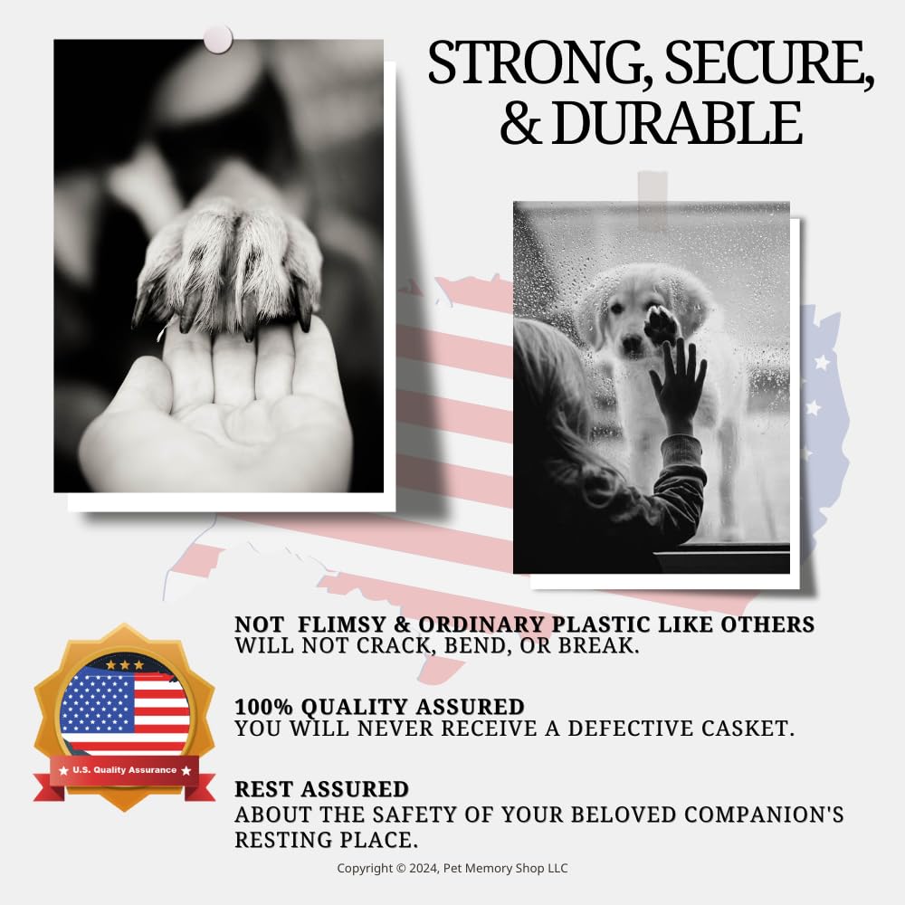 Pet Memory Shop Caring Series Pet Casket - Safe, Durable & Elegant Burial Box for Dogs, Cats & Pets - Loving Memorial & Pet Loss