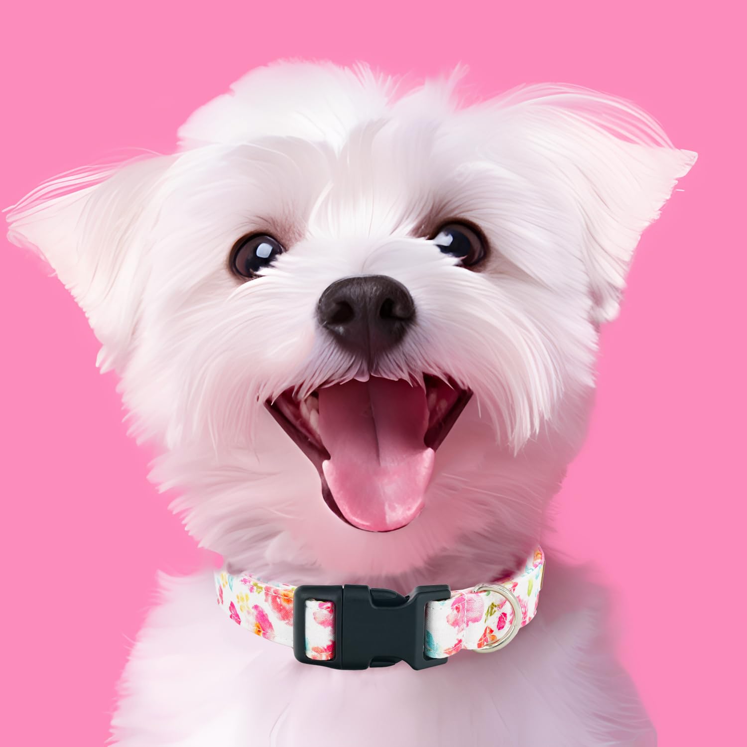 Tunkoo Flower Dog Collar, Cute Adjustable Premium Cotton Collar Durable Plastic Buckle For Small Medium Large Boys Girls Dogs, M