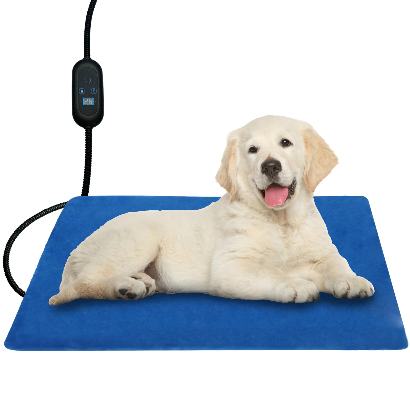 Mewamaa Pet Heating Pad, 6 Adjustable Temperature Heated Dog Cat Bed With Timer,Indoor Warming Heated Mat Pad With Chew Resistan