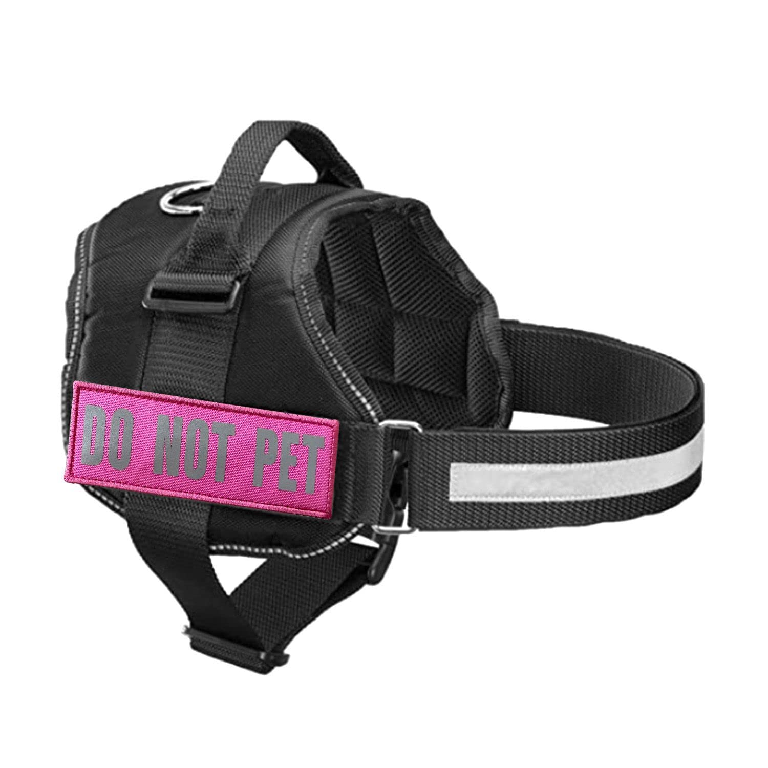 JUJUPUPS Pink Reflective Dog Patches 2 Pack Service Dog ,in Training, DO NOT PET, Tags with Hook and Loop Patches for Vests and