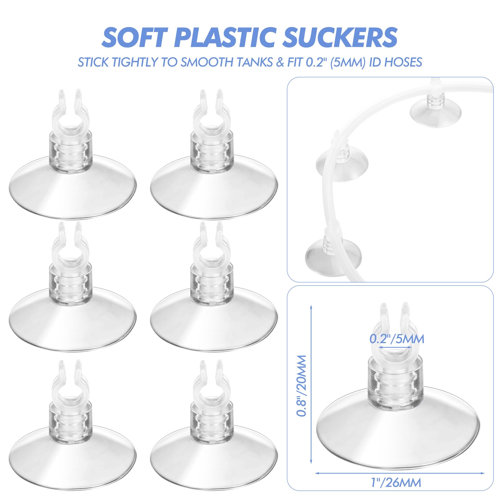 Shappy 6.5 Feet/20 Feet Aquarium Air Pump Accessories Standard 2' Aquarium Air Tubing For Fish Tank Contains Air Stones,Check Valves,Suction Cups,Straight Connectors,T-Connectors (12 Accessories)