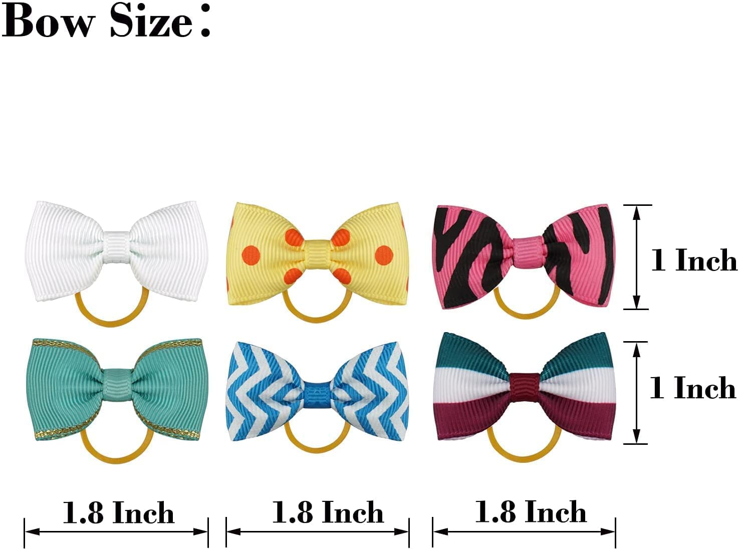 Yxiang 100Pcs Dog Bows, Cute Dog Hair Bows Yorkie Puppy Bows With Rubber Band Pet Grooming Bows Colored Polka Dot Dog Hair Acces