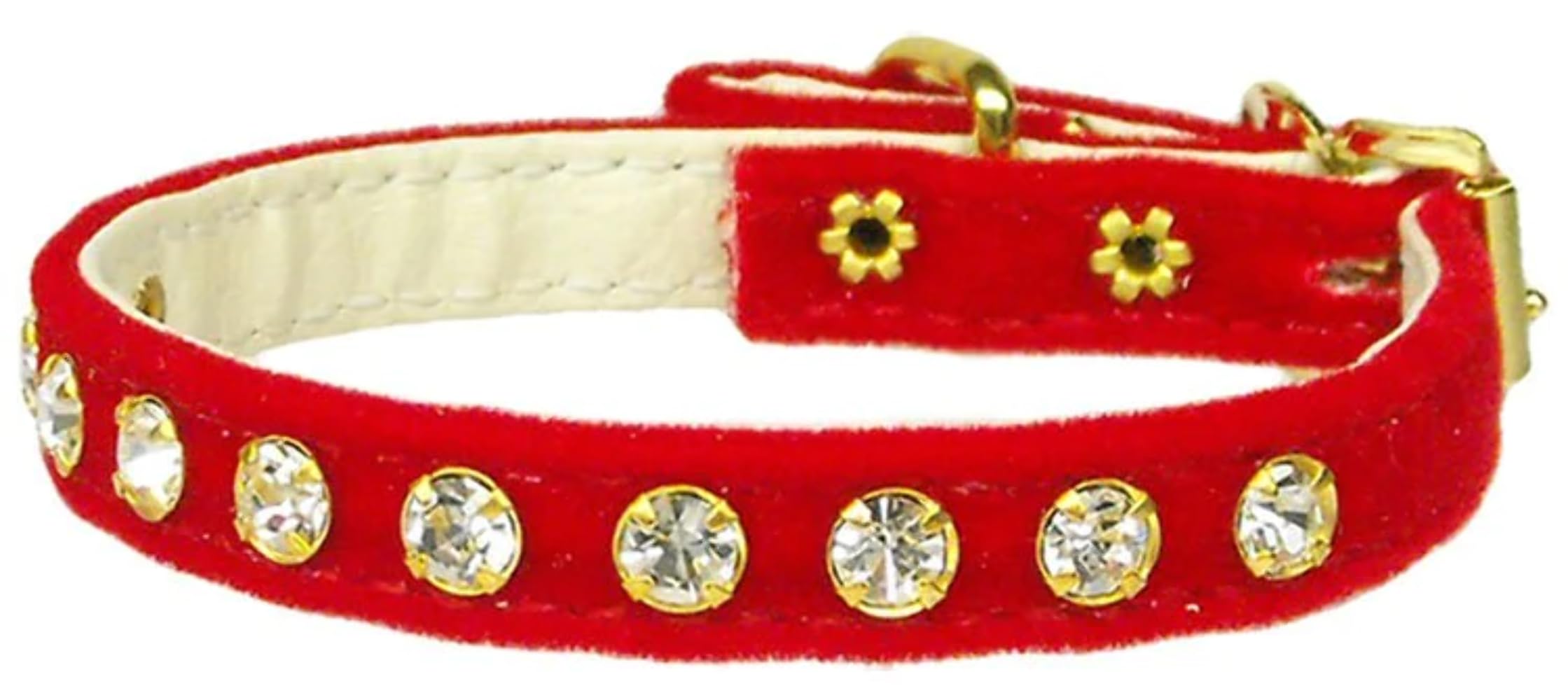 Dog, Puppy & Pet Collar, 10 Crystal Velvet Red 10