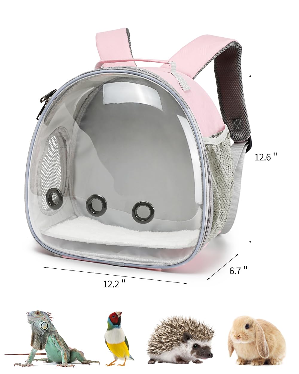 Hcupet Small Animal Carrier Backpack Space Capsule Bubble Window Carrier Backpack For Lizard Guinea Pig (Pink)