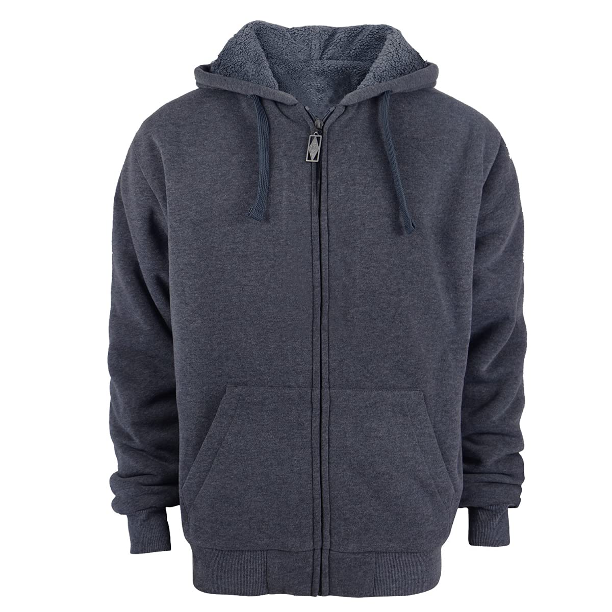 Thermal Warm Full Zip Sherpa Lined Fleece Hoodies for Men with Pocket Plus Size Big and Tall Jackets 3XL Dark grey