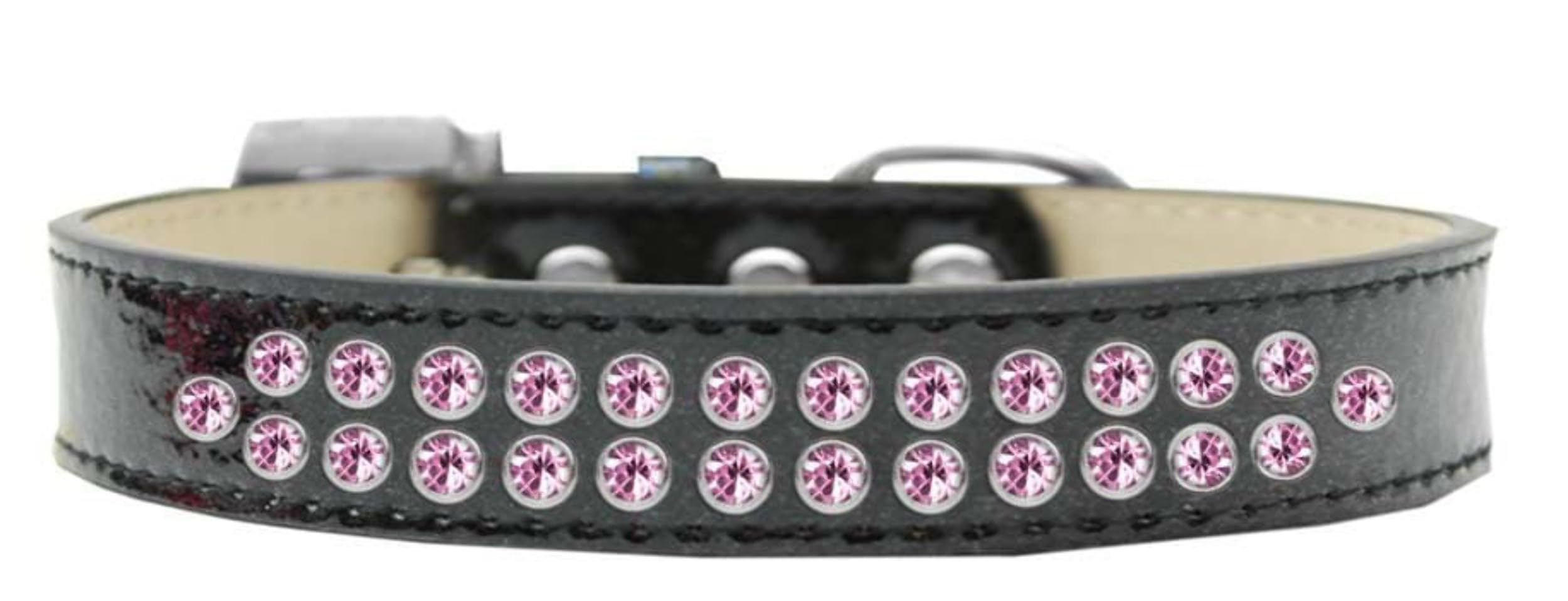 Dog, Puppy & Pet Ice Cream Collar, Two Row Light Pink Crystal Rimsets Pink 12