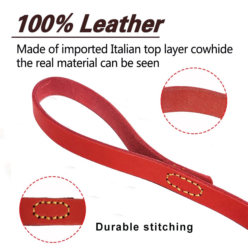 Lwbmg Leather Dog Leash - 6 Ft X 3/4 In, Heavy Duty Genuine Leather Braided Dog Training Leash For Medium & Large Breed Dogs - R