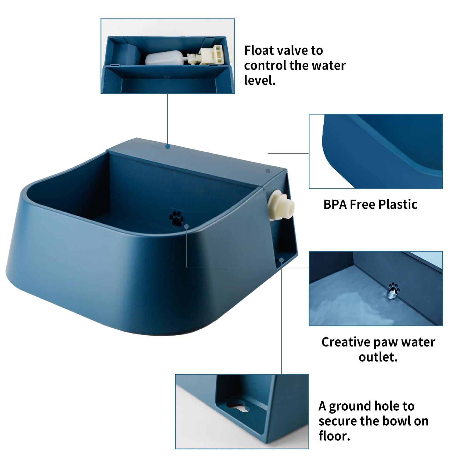 Namsan Automatic Water Dispenser For Dogs, Auto Fill Water Bowl For Cats Rabbits Chicken, Float Valve Water Feeder Outdoor Livestock, Self Filling Water Trough Dog Waterer, Self-Assembly