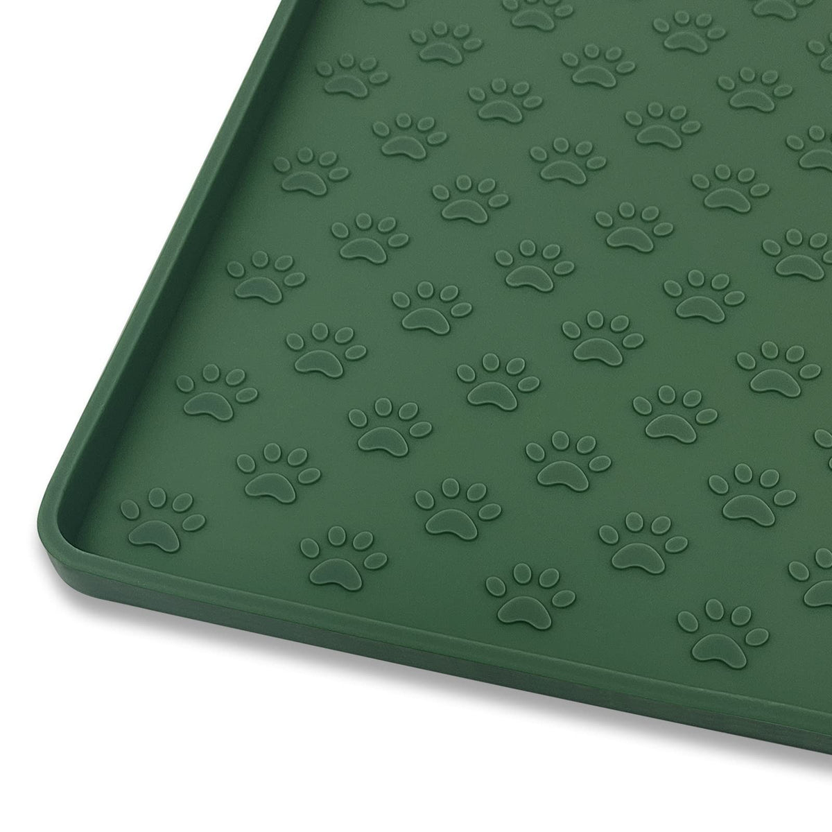 Ptlom Pet Placemat For Dog And Cat, Waterproof Silicone Pet Feeding Bowl Mats For Food And Water, Small Medium Large Dogs Mat Prevent Residues From Spilling To Floor, Hunter Green, 24.5' 16.5'