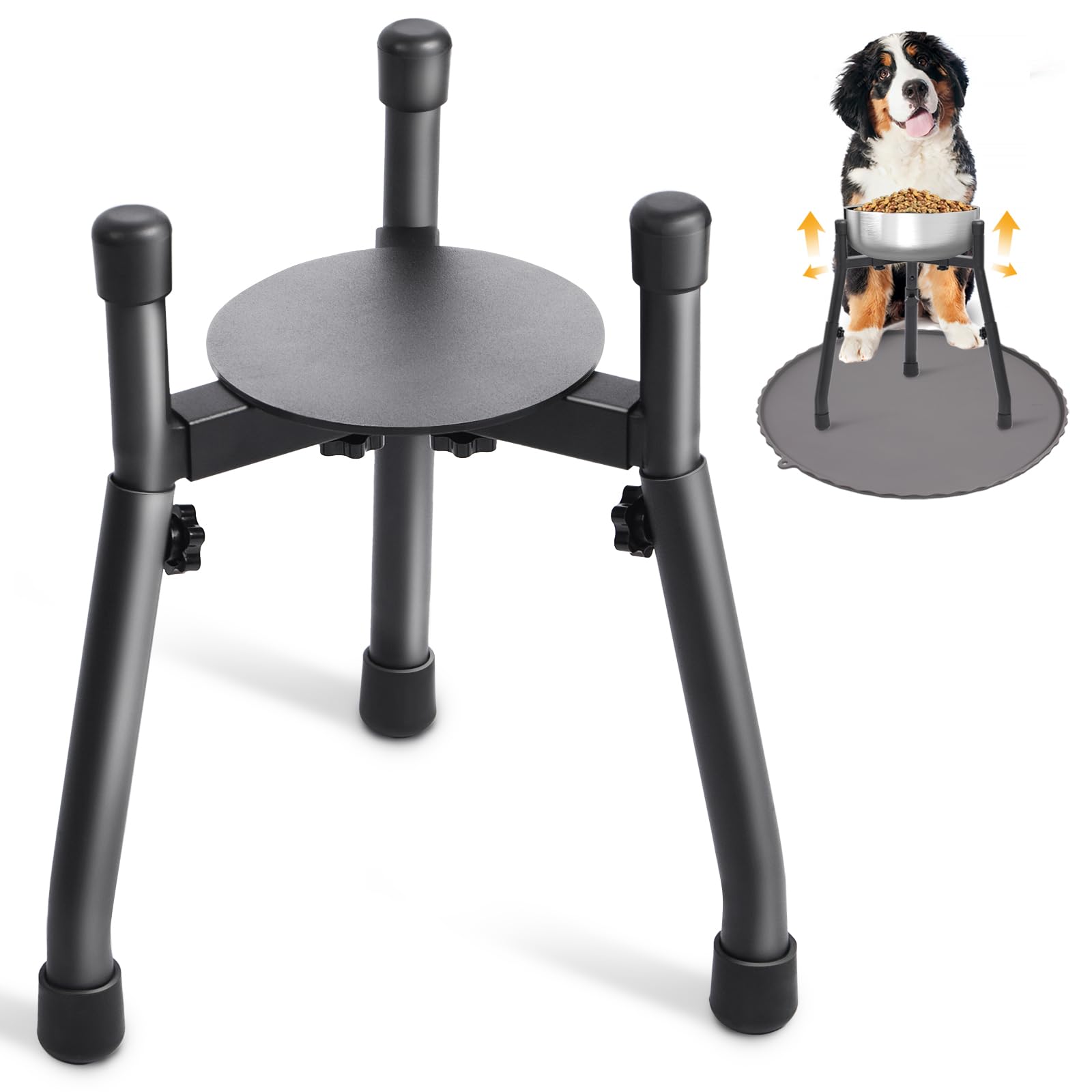 Adjustable Elevated Dog Bowl Stand, Metal Raised Feeder for Medium & Large Dogs, 3 Heights (8.8, 10.8, 12.5), Width 6.3-10.2, Sp