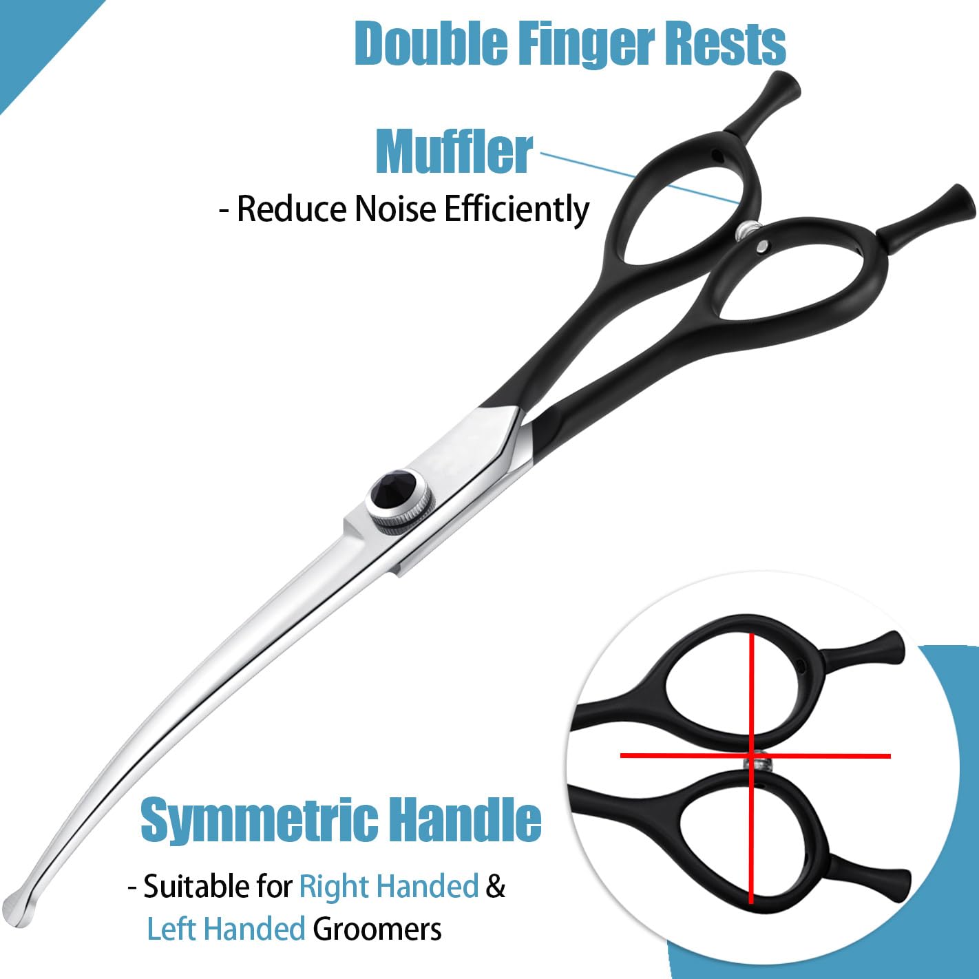 Dragon Creek 6.5'' Downward Curved Dog Grooming Scissors Shears For Grooming Face And Paws Safety Round Tips Shears Trimming Cut