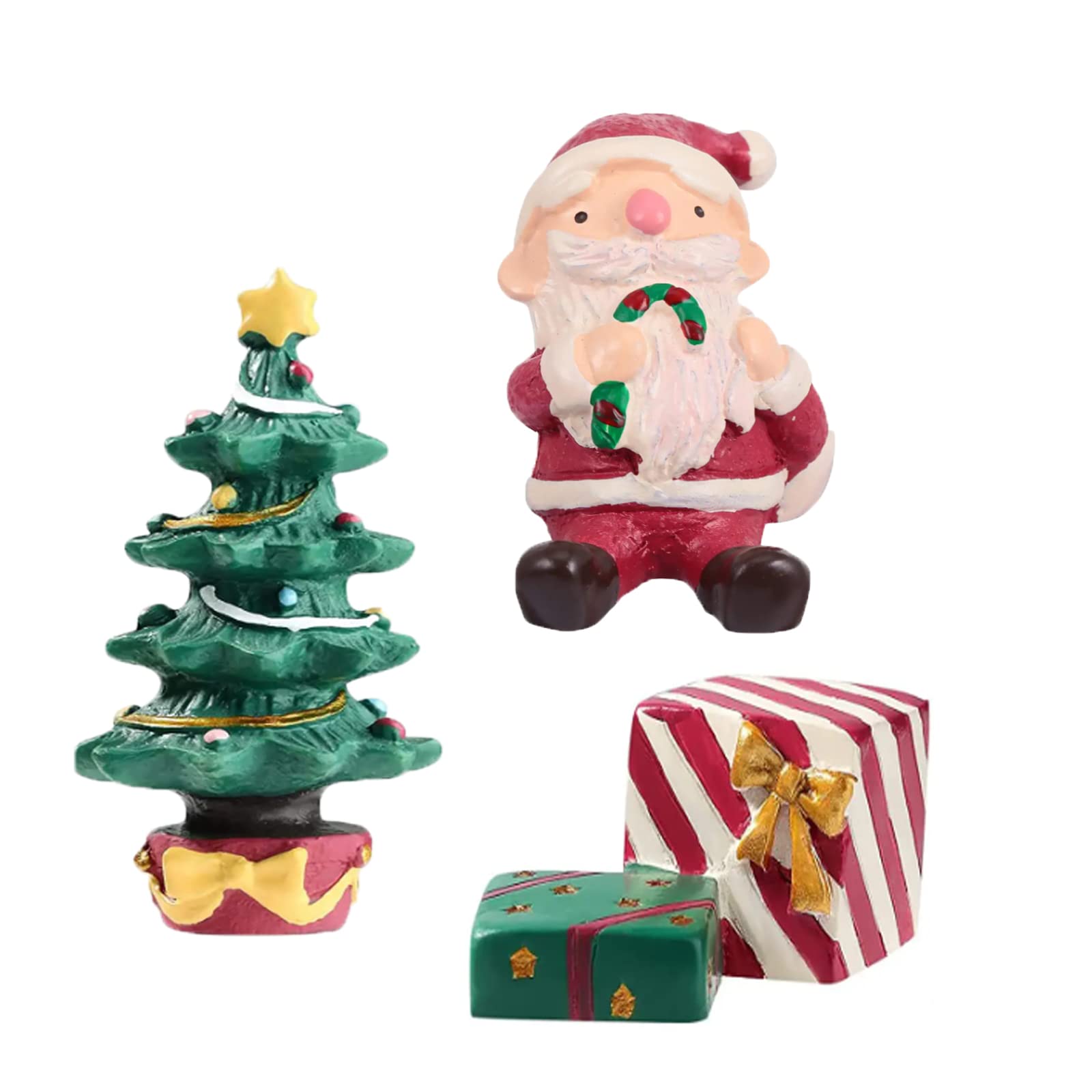 BicVaken 3 Pcs Christmas Aquarium Decoration - Cute Resin Ornament Fish Tank Decoration, Santa Christmas Tree Statue Supplies fo