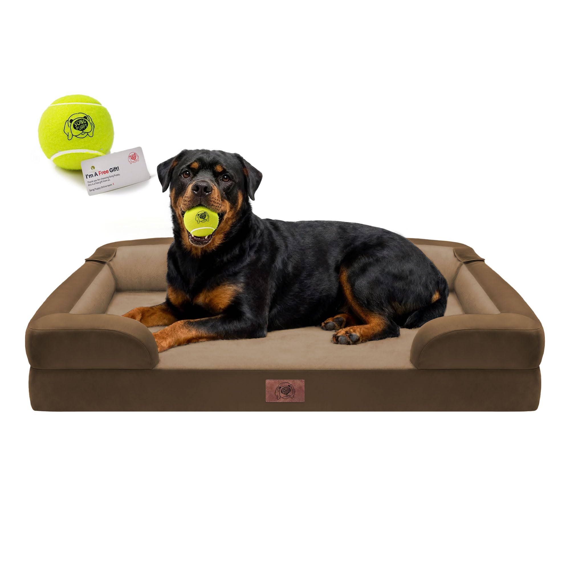 Orthopedic Dog Bed for Extra Large Dogs,XXL Waterproof Egg Crate Memory Foam Pet Bed Bolsters with Removable Washable Cover & No