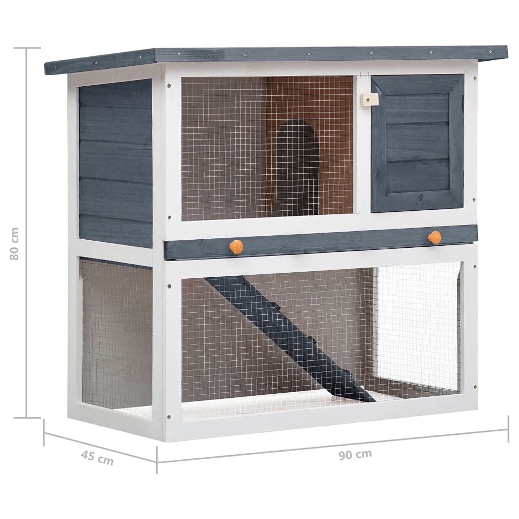 Vidaxl Outdoor Rabbit Hutch 1 Door Gray Wood