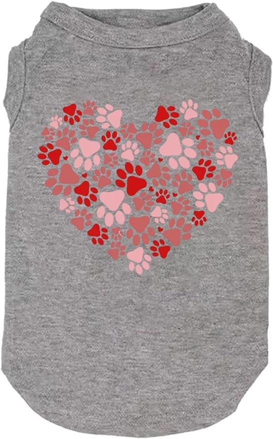 Dog Shirts Hearts Print Funny Graphic Small Large Dog Clothes Puppy Vest Gift For Dog Valentine'S Day Apparel (Xs, Q-Grey01)
