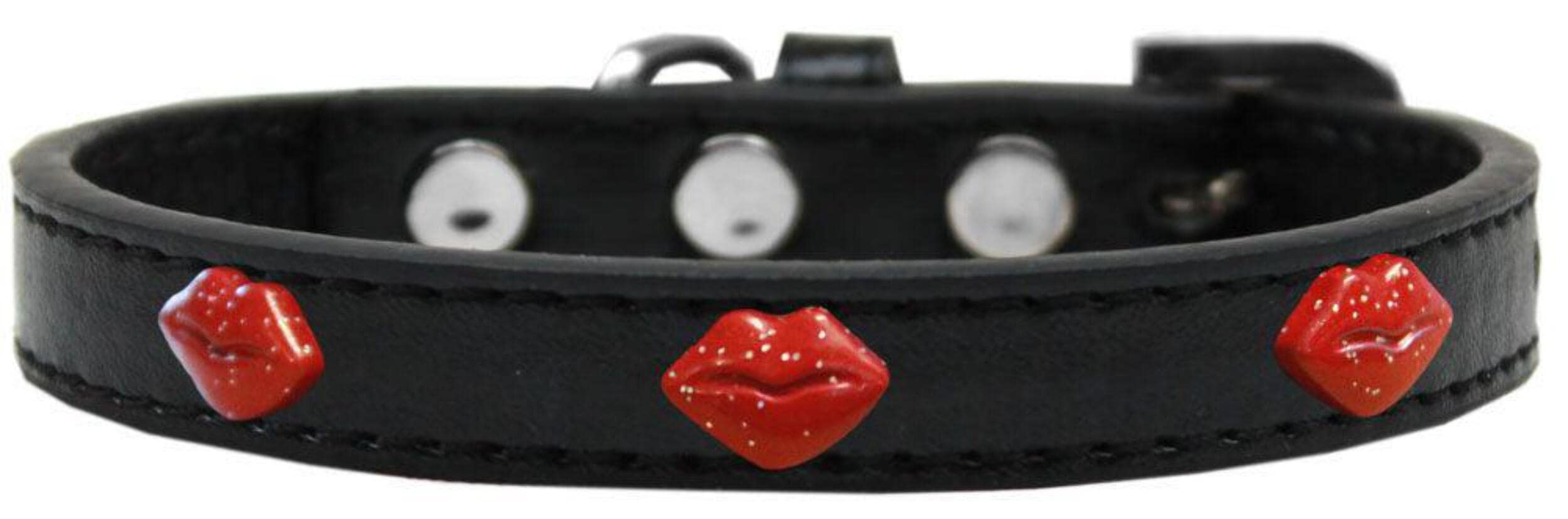 Dog, Puppy & Pet Widget Fashion Collar, Red Glitter Lips Bright Pink 10