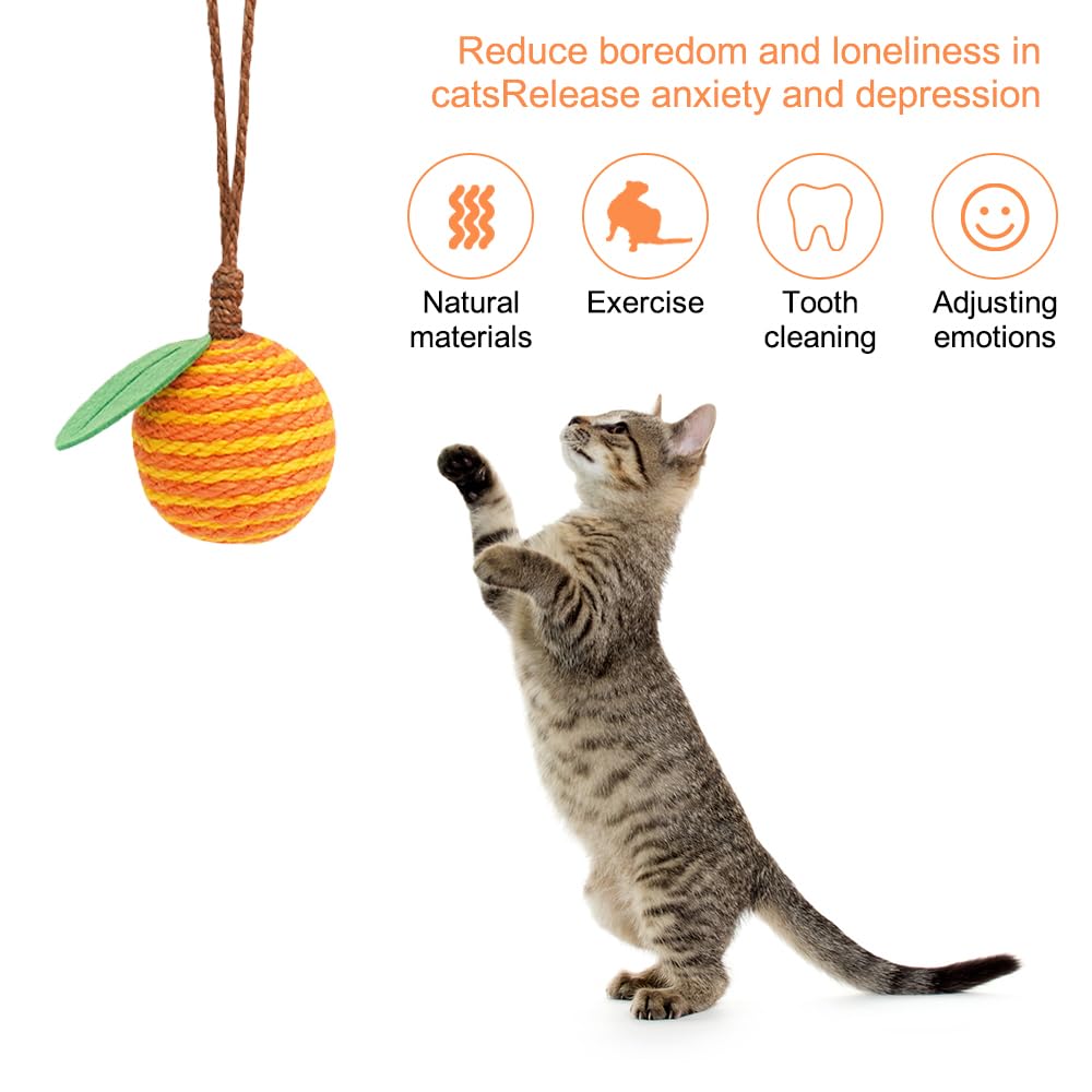 Dongker Cat Sisal Ball,Fruit-Shaped Cat Hanging Rope Ball Bite Resistant For Cat Cages Door Handles Cat Climbing Frames Posts