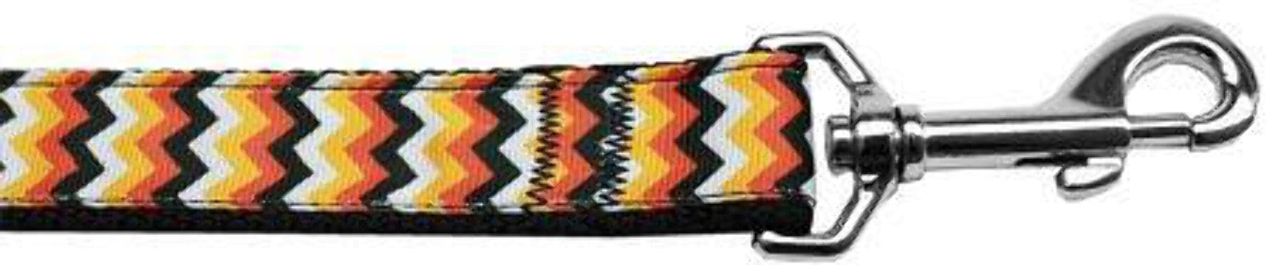 Halloween Pet Dog & Cat Nylon Collar or Leash, "Pumpkin Chevrons" 3/8" w x 6 ft. leash