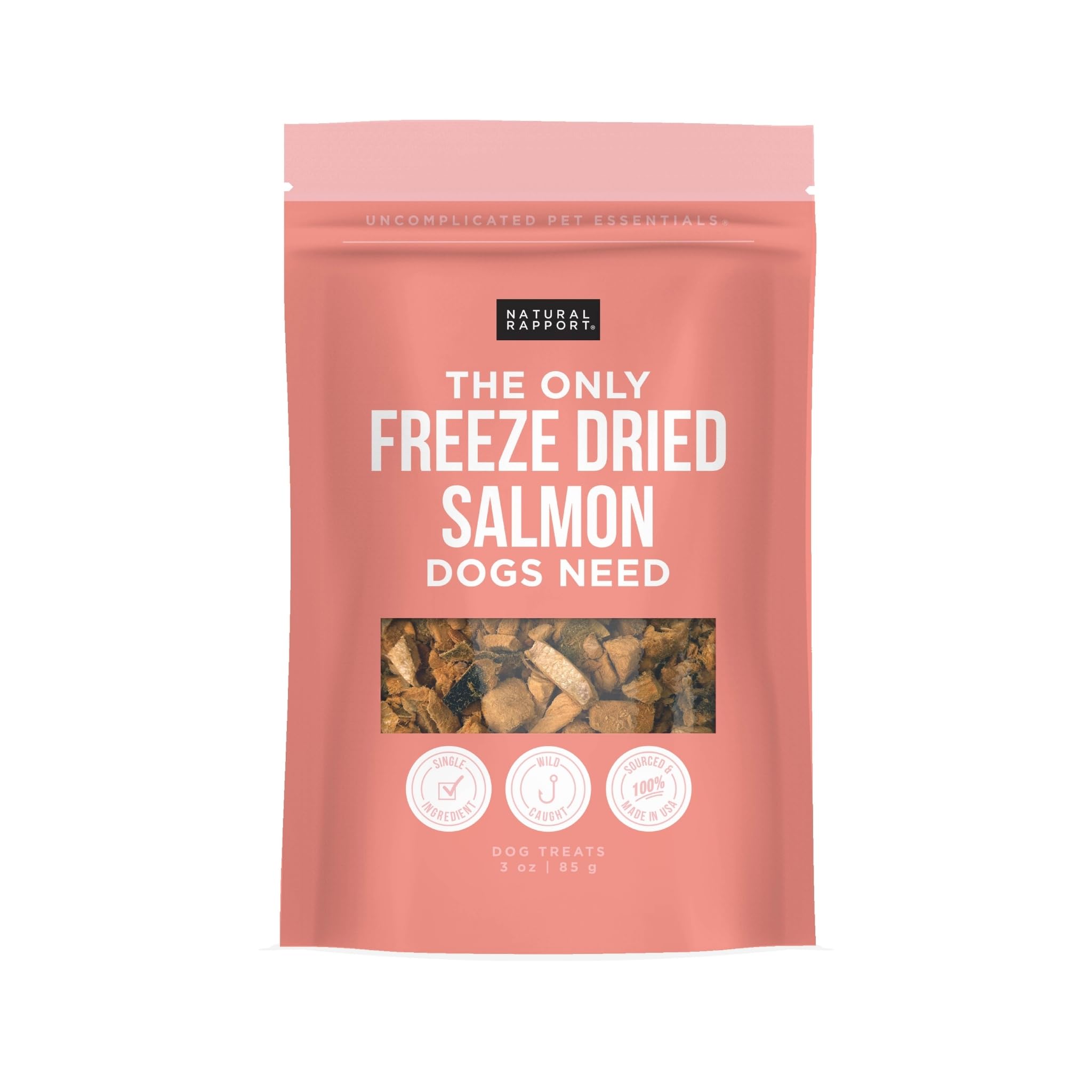 Natural Rapport Salmon Dog Treats - The Only Freeze Dried Salmon Dogs Need - All Natural Dog Treats for Small and Large Dogs (3 