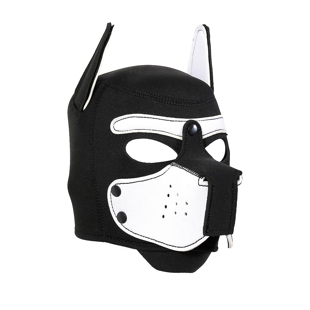 Neoprene Puppy Face Muzzle Dog Removable Full Face Pup Hood Mask (White, One Size)