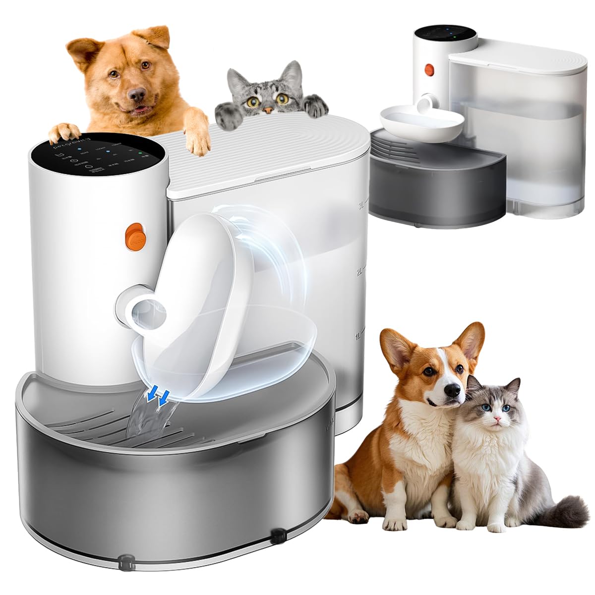Smart Wireless Pet Water Fountain,2025 Upgraded Pet Water Fountain No Filter,3.5L/118oz Ultra-Quiet Design,Rechargeable Automati
