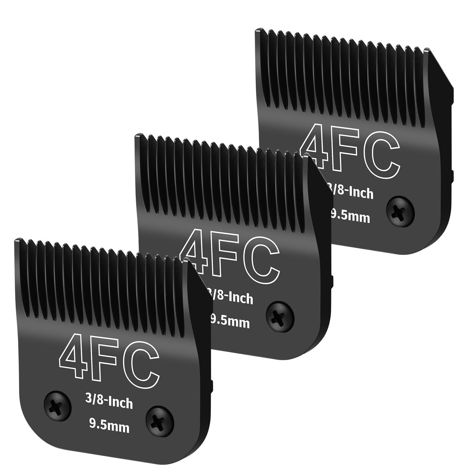 Yaziyir 3 Pack 4Fc Detachable Dog Grooming Steel Blades,Compatible With Andis,Oster A5,Wahl Km-10 Series,Cut Length 3/8'' 9.5Mm 