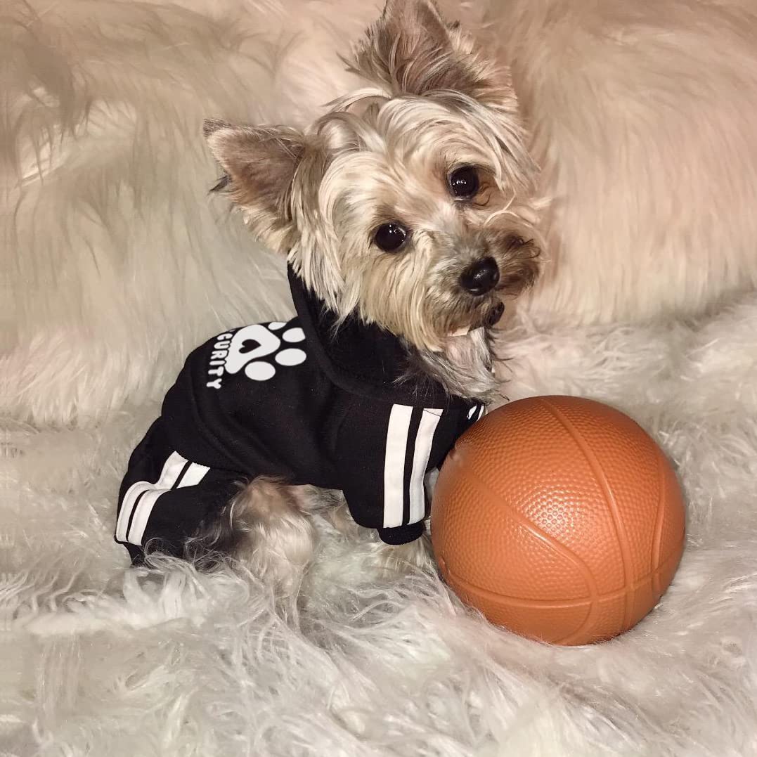 Otunrues Dog Hoodies, Pet Dog Clothes Pullover 4 Legs Jumpsuit Sweatshirt Security Patterns Outfit Doggie Winter Coat Cotton Puppy Hoodied For Small Medium Large Dogs Cats(Black,Xs)