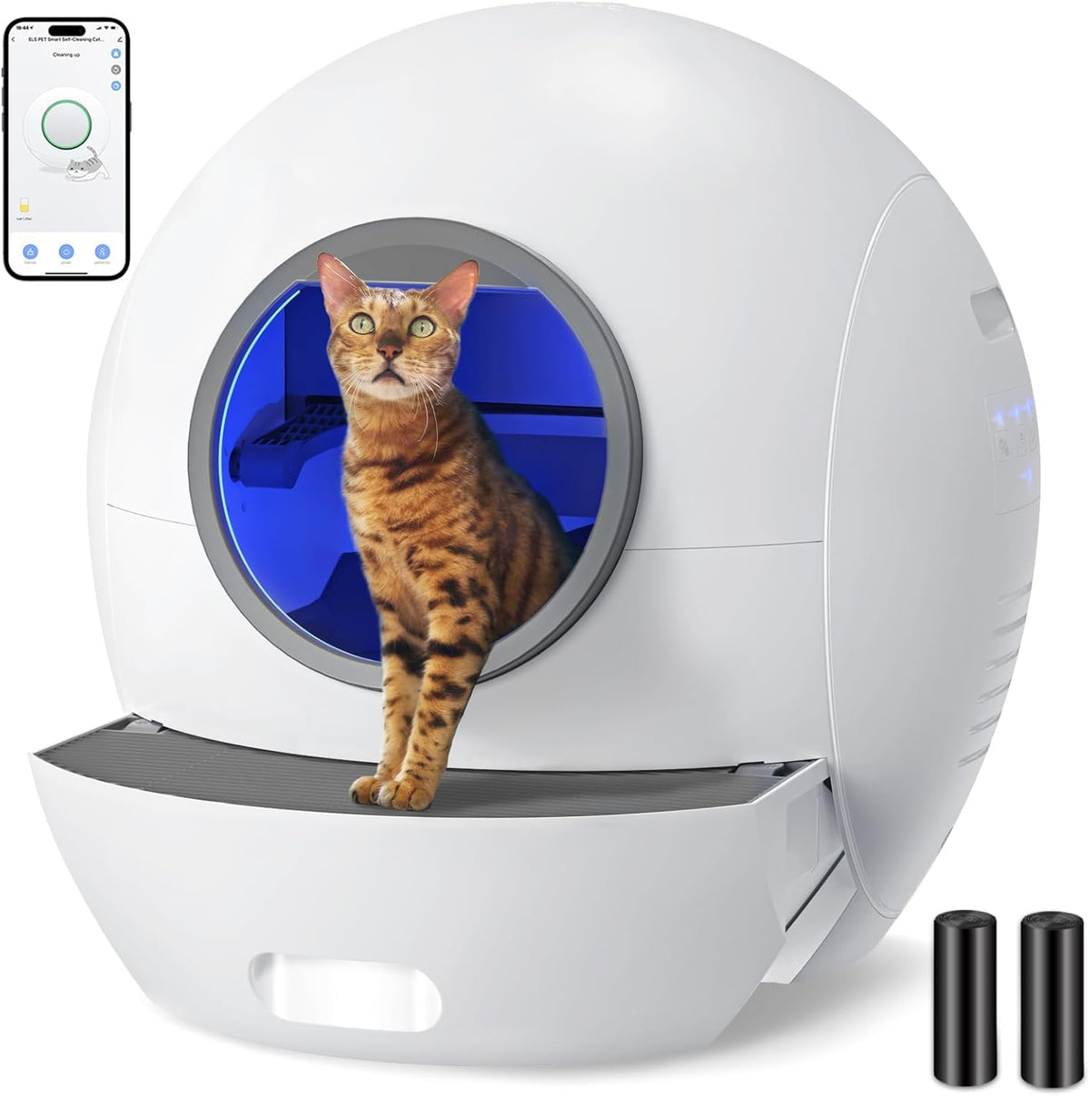 Self Cleaning Litter Box, Automatic Cat Litter Box Self Cleaning For Multi Cats, 60L Extra Large Robot Box With Safety Protectio