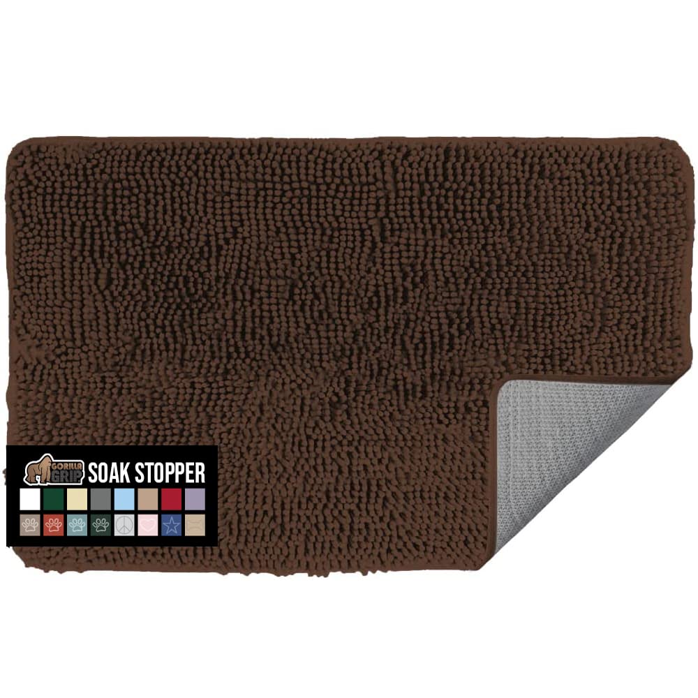 GORILLA GRIP Dog Doormat, Absorbent Doormats for Muddy Dogs Paws, 36x24 Machine Washable Soakstopper Rugs, Cleaner Floors, US De