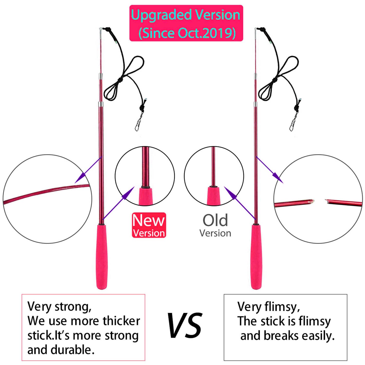 M Jjypet Retractable Cat Toy Wand, 12 Packs Interactive Cat Feather Toys, 9 Assorted Teaser Refills With Bell For Kitten (Pink)