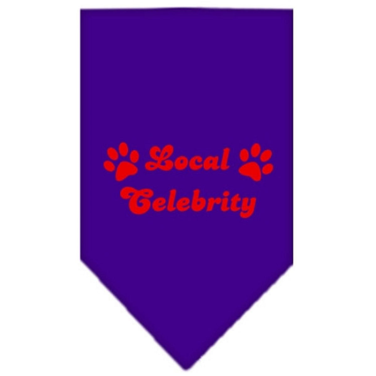 Pet and Dog Bandana Screen Printed, &quot;Local Celebrity&quot; Purple Large
