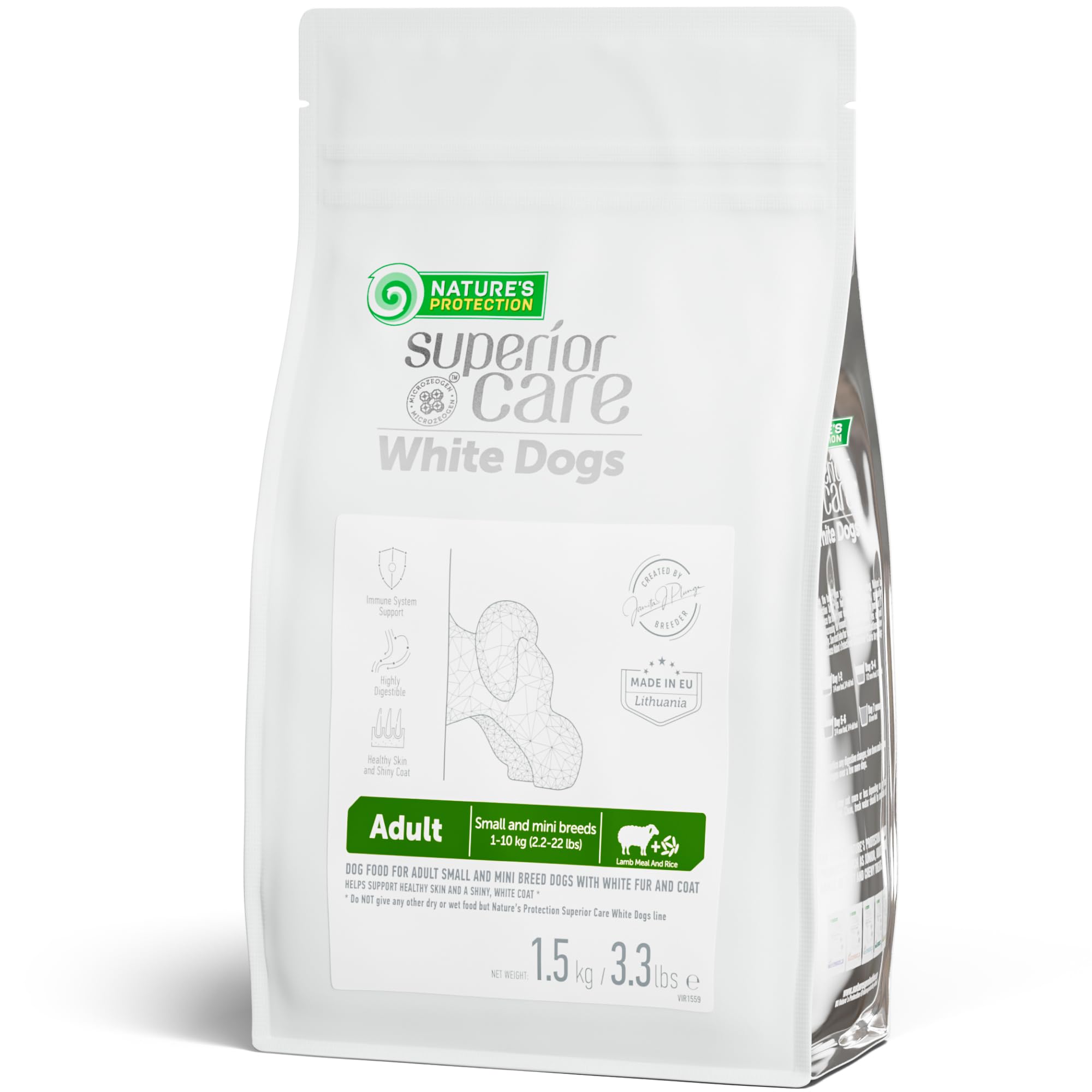 Nature's Protection Dry Dog Food for Small Breeds - High Protein, Tear Stain Diet, Lamb & Rice, 3.3 lb, Small Bites Kibble